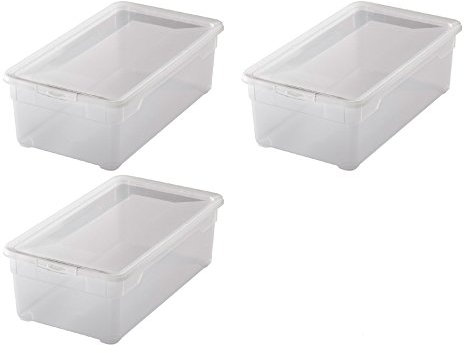 Rotho3er-Set Aufbewahrungsboxen „Clear Box“ 5l mit Deckel, 33,0 x 19,0 x 11,0 cm - transparent - stapelbar - Kunststoff