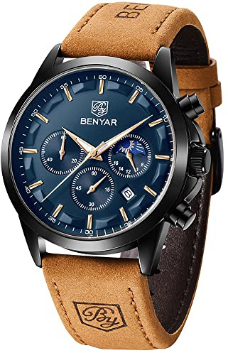 BENYAR by Uhren Herren Chronograph Analog Quarz Wasserdicht Herrenuhr Leuchtende Datum Mode Uhren Geschenk fur Männer