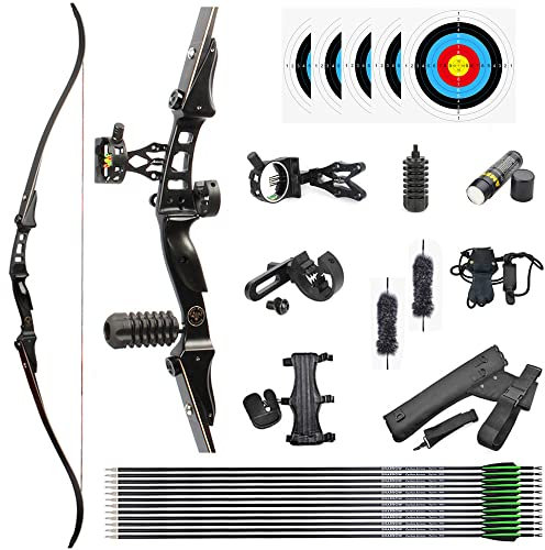 SHARROW 60 Zoll Bogenschießen Takedown Recurve Bogen ILF Wurfarme und Bogen Riser Jagdbogen Erwachsene Sportbogen 20-50lbs für Outdoor-Jagd Schießen Ziel Übung (30lbs, Typ 2)