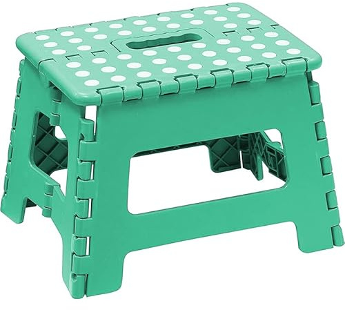 VIRSUS Sgabello pieghevole in Plastica 2875, misura 29x22x22 cm, richiudibile e salvaspazio, sgabello Multiuso con maniglia portatile per bambini e adulti da cucina, bagno, Vari Colori (Verde Acqua)