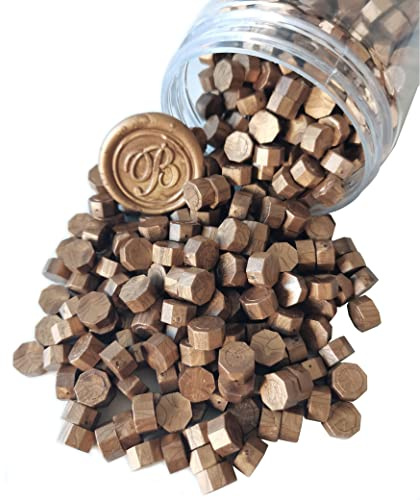 400 Pezzi Perline di Ceralacca per Timbro Sigillo di Cera, Perline di Sigillo di Cera PORXFLY Ottime per Inviti di Nozze, Pacchetti di Vino, Buste per Biglietti, Confezioni Regalo (Bronzo)