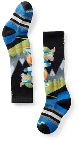 Smartwool Unisex Kids Wintersport Full Cushion Mountain Moose Pattern Over the Calf Socks (Toddler/Little Kid/Big Kid) Black X-Small