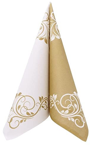 APARTina Servietten Ornamente 40x40 cm stoffähnlich Airlaid, stoffähnliche Hochzeitsservietten Serviette Hochzeit Einwegserviette - BELLISSIMA gold