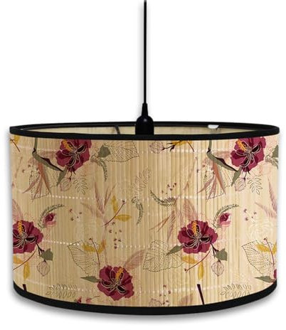 Morbuy Round Lampshades Bamboo Lampshade for Table Lamps Ceiling Light Shades Diameter 30cm Pendant Lamp Shade Luxury Home Decorative for Wall Lamp, Bedside Lamp, Floor Lamp (Rhododendron)