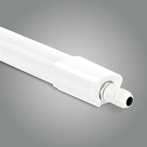 LED Universum Feuchtraumleuchte 120cm IP65 38W 4560 Lumen - 6500K tageslichtweiß - verknüpfbar - Kellerleuchte Nassraumleuchte Feuchtraum-Wannenleuchte mit Steck-Klemmen L1270xB46xH34mm