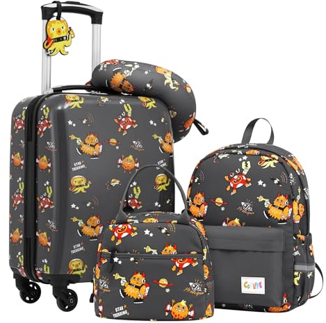 COOLIFE Juego de Equipaje para niños, 5 Piezas, 16 Pulgadas, Equipaje de Mano, Carcasa rígida, Spinner, Equipaje para niños, Equipaje de Viaje, para niñas y niños