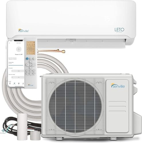Senville LETO Series Wall Split Air Conditioner Heat Pump, Wall Mounted, 12000 BTU, 3.5 kW, Inverter, White