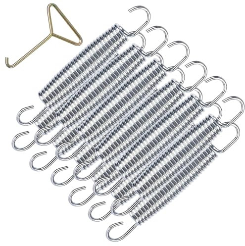 Fahibin 10 Stück Ersatz Trampolin Federn,ca. 138mm für Trampolin ca. 240 244 305 366 bis 426cm ∅ Ersatzfeder, Fitness-Trampolinfedern + 1 Stück Federwerkzeug