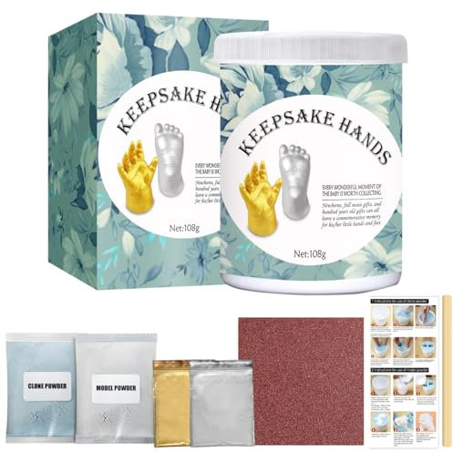 Gipsabdruck Baby Hand und Fuß Set Handabdruck Set Baby Gipsabdruck Set Alginat Abformmass Gold und Silber Sicherheit Baby Abdruckset zum Geschenk zur Geburt Baby Geschenk
