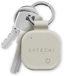 SATECHI FindAll Buscador de Llaves con Apple Find My, Carga Inalámbrica, Alerta de Olvido con Sonido Potente, Llavero GPS Localizador de Llaves para Series iPhone 17 16 15, iPad, Mac y más – Beige