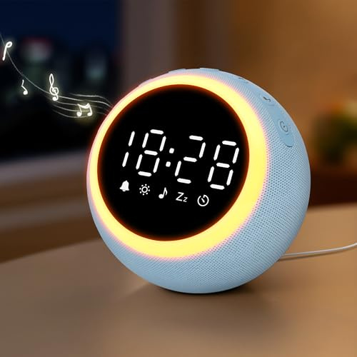 Smart Digital Wecker mit 25 Entspannungstönen, Nachtlicht, Schlummertaste, Timer & Einstellbarer Lautstärke/Helligkeit - Weißes Rauschen Schlafhilfe für Kinder, Mädchen, Erwachsene im Schlafzimmer