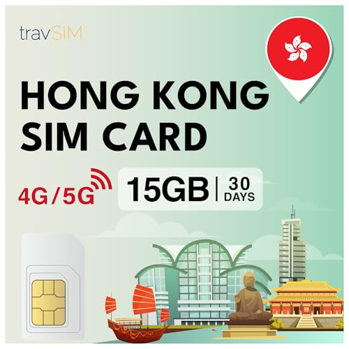 travSIM SIM-kort för Hongkong | 30 dagar – 15 GB SIM-data | 5G/4G höghastighetsdata | obegränsad internetåtkomst för Google, Facebook, Whatsapp, Instagram med mera