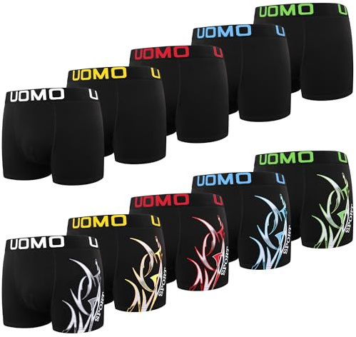 L&K 10-pack herr retroshorts, boxershorts, bomull, svarta, mångfärgade underkläder, 1116