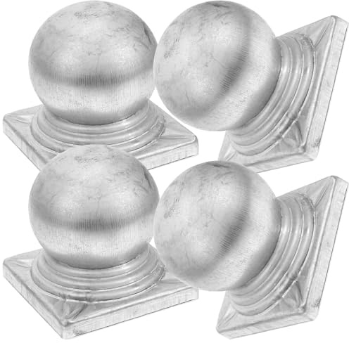 Hoement 4 Pezzi Cappucci per Pali di Recinzione in Ferro Rotondi e Quadrati Coperture Protettive in Metallo per Guardrail e Colonne Accessori Decorativi per Recinzioni da Giardino