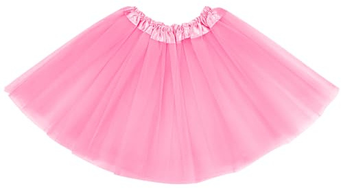 AYBUY Tutu Elastico Tul 30 CM de Longitud para niña, Faldas de Baile de Ballet de Tul 3 Capas, NiñA Estrella Fiesta Baile Ballet Tutú Falda para Danza Rendimiento Fiesta, Carnaval, Rosa
