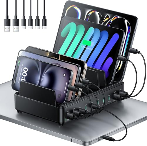 Rocoren Charging Station for Multiple Devices 400W USB Charger Station Dock, GaN PD100W 10 Ports Laptop USB C Power Hub Charger for MacBook Pro, iPad, iPhone Series, Sumsung Galaxy and More, Black