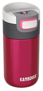 Kambukka Thermobecher 300ml - Kaffeebecher to go aus Edelstahl - Auslaufsicher & dicht - Isolierbecher, Travel & Coffee mug - hält 5h heiß/ 11h kalt - Modell ETNA RASPBERRY