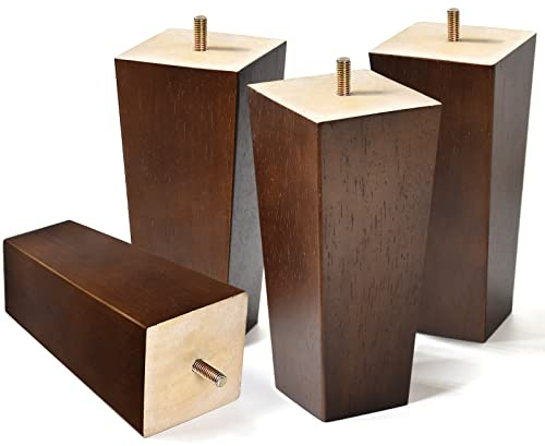 AORYVIC 6 inch Sofa Legs Wood Furniture Legs Pack of 4 Pyramid Couch Legs Mid-Century Modern Brown Replacement Legs for Chair Recliner