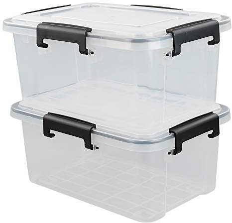 Yarebest 10 Liter Plastic Storage Box with Latch Clips/Seal Circle, Pet Food Storage Containers Pack of 2