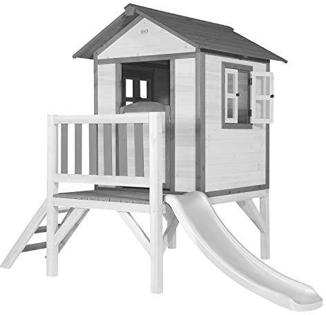AXI Beach Lodge XL Casetta bianca con scivolo bianco | Casa per bambini su palafitte con veranda in legno FSC | Parco giochi per il giardino.