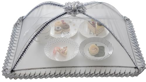 Wuyue Hua Cloche alimentaire en maille de qualité supérieure -50 x 40 cm - Réutilisable et pliable - Pour pique-nique, extérieur -Protège les aliments contre les mouches, les insectes, les moustiques