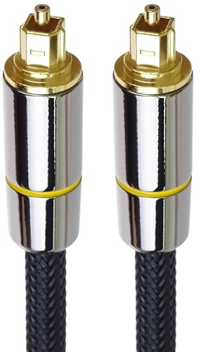 PremiumCord Cavo Audio Ottico Toslink 3 m, Diametro Esterno: 7 mm, Spina Toslink, Cavo Digitale Per Impianto Stereo Hifi Tv Con Soundable, HQ Audio, Design In Metallo + Nylon, Colore Nero, Oro
