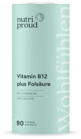 Vitamin B12 Hochdosiert + 200 mcg Folsäure + B6 - Vit B12 Methylcobalamin, bioaktive Form: neue Energie & weniger Müdigkeit, 90 vegane Kapseln, 3 Monatsvorrat, ohne Zusatzstoffe, aus Deutschland