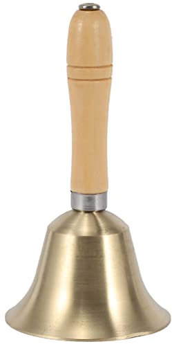 Hacbop Aus massivem Messing Holzgriff Schule Empfang Abendessen Holz Cafe Hotel Handglocke - Gold
