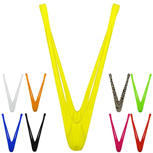 String Mankini Borat för män sexig rolig Storbritannien het simning underkläder V-rem baddräkt stringskämt hemlig present födelsedag jul maskeraddräkt för män, 1 st gul, one size