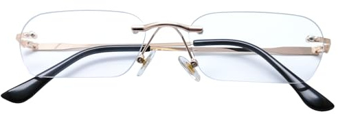 Mriendao Small Rimless Clear Glasses Retro Narrow 90s Gold Metal Eyeglasses Rectangle Ultralight Eyewear