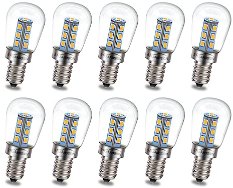 Ruiandsion Lampadina LED E12 12V 24V 10-30V (Bianco Caldo), 2835 13SMD, Attacco a Vite E12, per Macchina del Ghiaccio, Distributore d'Acqua, Lampade di Sale - Confezione da 10