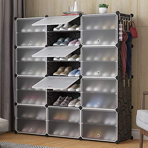 Willonin Skohylla, 12 kub skoskåp, modulär plasthylla, skoskåp klubbkläder, skobox, stövlar och tofflor (120 x 30 x 120 cm/3 x 4)