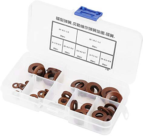 Disc Gasket, 7 Sizes Belleville Spring, Steel Spring Washer Ring Spring Lock Washers Gasket Assortment Set for Heavy Machinery, Belleville Washers