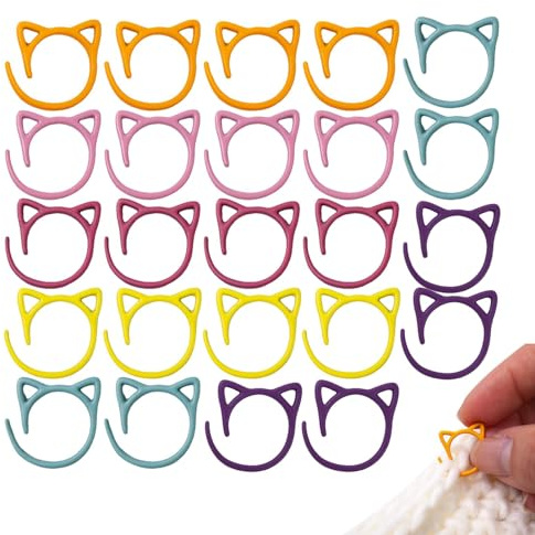 Marqueurs de couture pour tricot – Jolis marqueurs de point au crochet | Oreilles de chat en métal verrouillable, anneaux colorés pour étiquettes de vêtements, projets d'artisanat