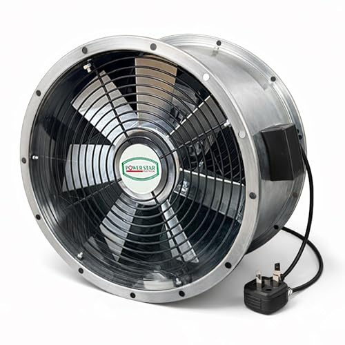 POWERSTAR ELECTRICALS Powerful Commercial Axial Metal Canopy Extractor Exhaust Duct Fan 12 16 18 & 20 inches Kitchens, Warehouses, Greenhouses, Hotels and All Commercial Places (12 Inches 300mm)