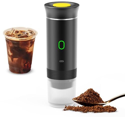 Irishom 3 in 1 Macchina per Il caffè elettrica Portatile, Mini Funziona con Capsule e caffè macinato, 15 Bar & Freddo e riscaldante per Auto, casa, Viaggio