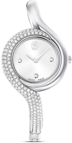 Swarovski Dextera Asymmetric Watch, Swiss-Made & Water-Resistant Stainless Steel Watch in a Silver-Tone Finish with Clear Crystals and Metal Bracelet Strap, Part of The Dextera Collection