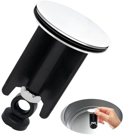 Waschbeckenstöpsel Universal Abflussstopfen,40mm,Edelstahl Abflussstopfen Höhenverstellbar,Dauerhaft Edelstahl Stopfen Waschbecken, Badewannenstöpsel,für Küche Bad Höhenverstellbar (Schwarz)