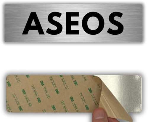LEIASA | Señal Aseos - 5x18 cm - Grosor 0.8 mm - Aluminio - Cartel Adhesivo - Rótulo Servicios - Señalización Baños - Lavabos (Aseos)