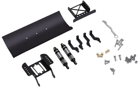 Generic 1/18 RC Chasse-Neige en Métal Très Réaliste pour TRX4M RC Voiture sur Chenilles Pelle à Neige en Alliage Absorption des Chocs, Construction de Scènes sur Le Thème de l'hiver (Black)