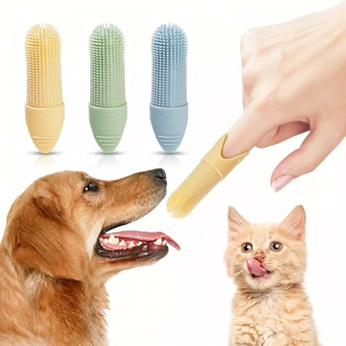 Brosse A Dent Chien Et Chat En Silicone, 3 Pieces Brosses A Dents A 360 Degres Pour Nettoyage Dentaire Petits Animaux, Buccale Efficace Pour Chiots Et Chatons, Couleurs Variees