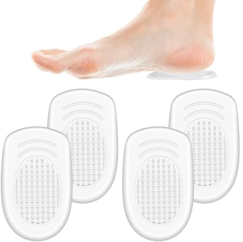 4 stycken hälkuddar hälkuddar silikon gel hälkuddar skor transparenta skoinlägg upphöjning hälkuddar komfort innersula för skor kvinnor och män, 9,4 x 6,6 cm