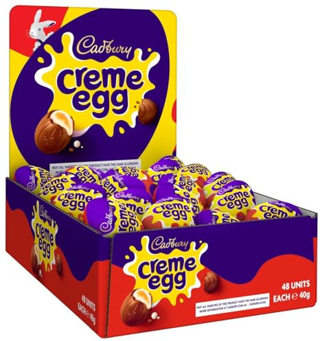 Cadbury Creme Egg - Milk Chocolate Filled With Creamy Filling, Pack of 48 x 40 g