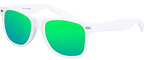 Balinco Sonnenbrille UV400 CAT 3 CE Rubber - mit Federscharnier für Damen & Herren (weiß - grün)