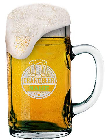 MeinGlas GmbH - Boccale da birra con incisione, 1,0 l, con logo (Craft Beer) e nome e incisione del logo da 1 litro