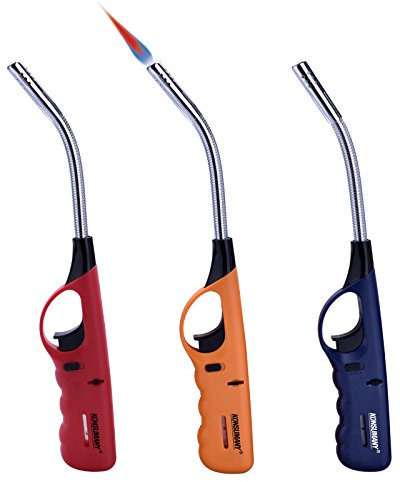 3X KONSUMANY Feuerzeug Sturmfeuerzeug Stabfeuerzeug flexibel biegsam 29,5 cm Lang