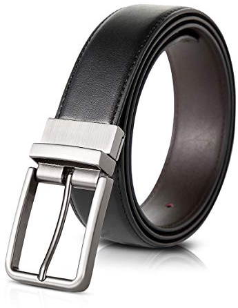 LumiSyne mäns läderbälte äkta läder vändbälte 360°vridbart spänne justerbart brett bälte svart brunt bälte för kostym jeans