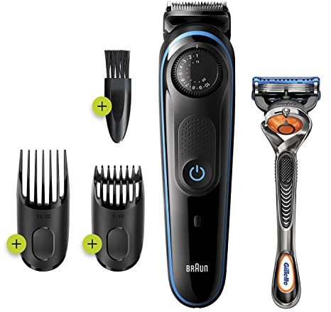 Braun Recortadora de Barba y Cortapelos BT3240, Máquina Cortar Pelo, para Hombre, 39 Ajustes de Longitud, Negro y Azul