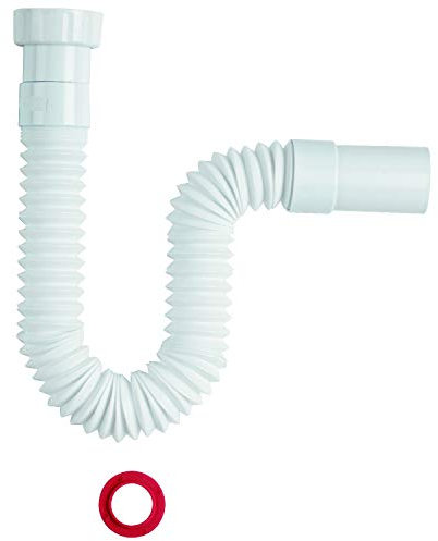Sanixa Siphon de vidange universel flexible 1 1/2 vers 40/50 mm pour cuisine, évier, salle de bain, lavabo