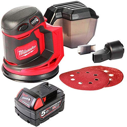 Milwaukee M18BOS125 18V Random Orbital Sander 125mm with 1 x 5.0Ah Battery
